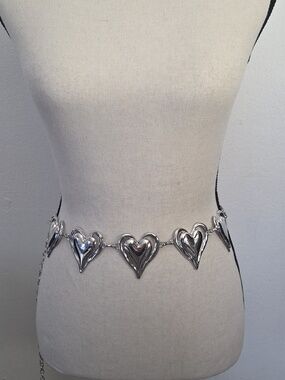 Silver Heart Link Chain Belt
